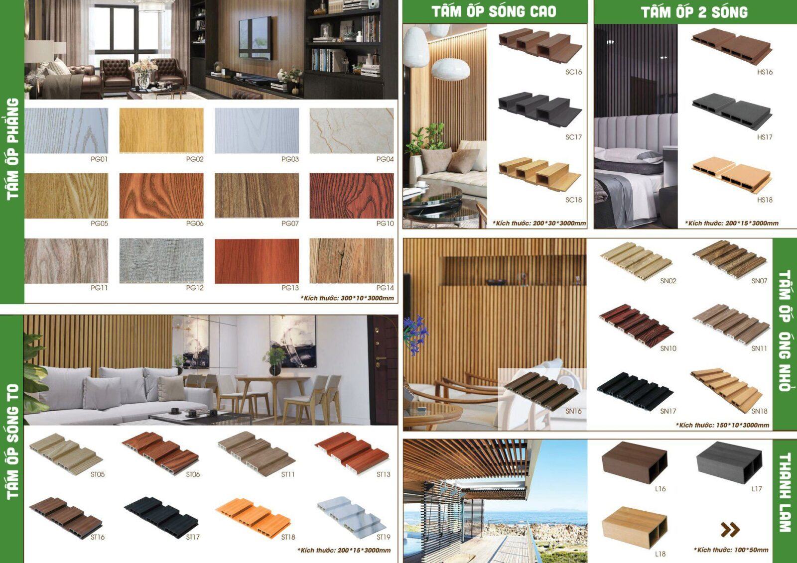 Các mẫu tấm ốp tường gỗ nhựa composite Ecovina