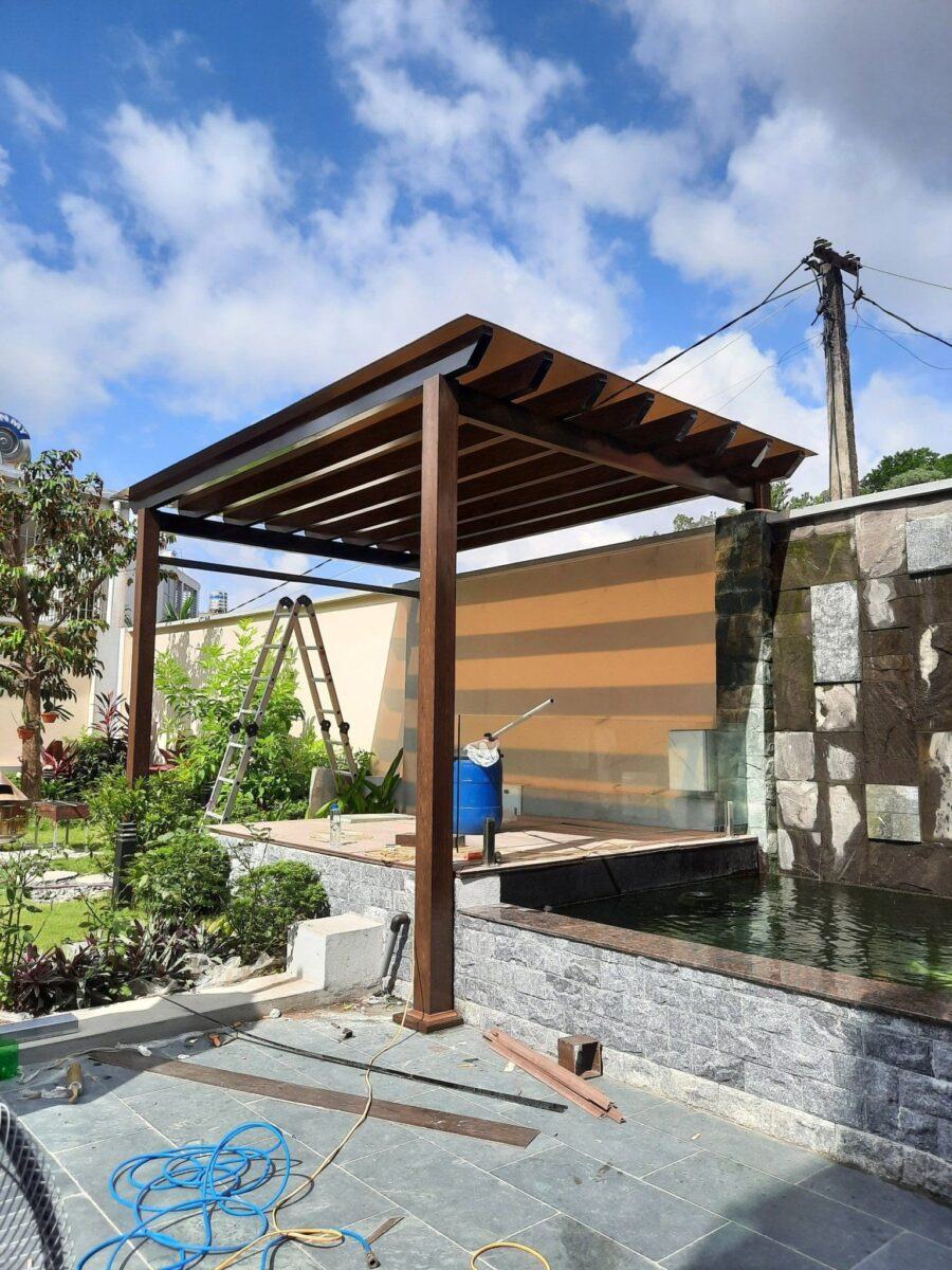 Giàn hoa gỗ nhựa ngoài trời composite 