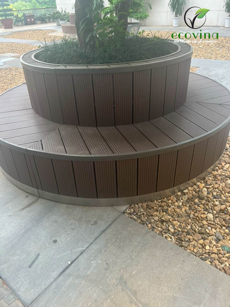 Chậu trồng cây ốp gỗ nhựa đẹp, Một số mẫu chậu trồng cây gỗ nhựa composite Ecovina