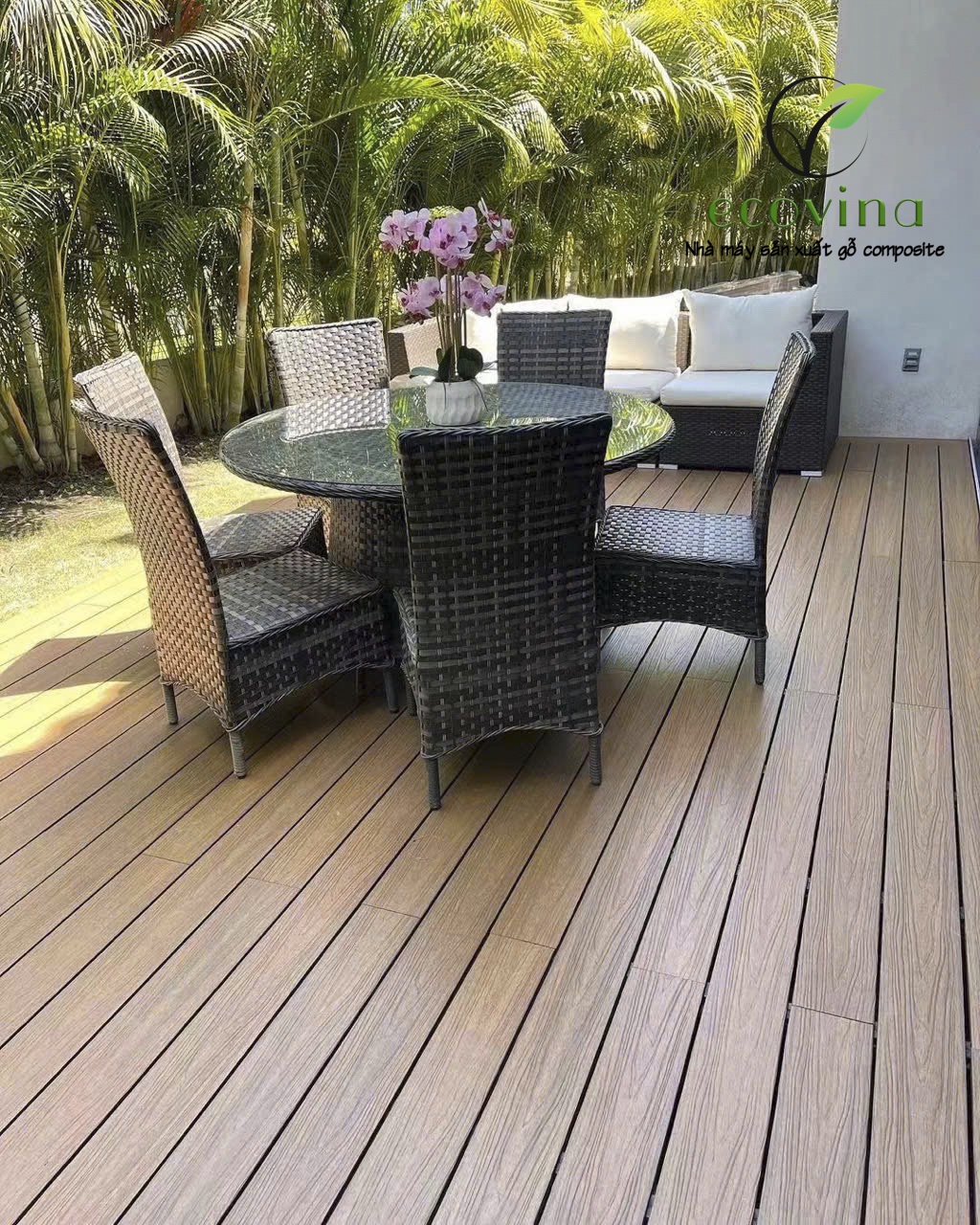 Sử dụng sàn ngoài trời bằng gỗ nhựa ngoài trời Ecovina